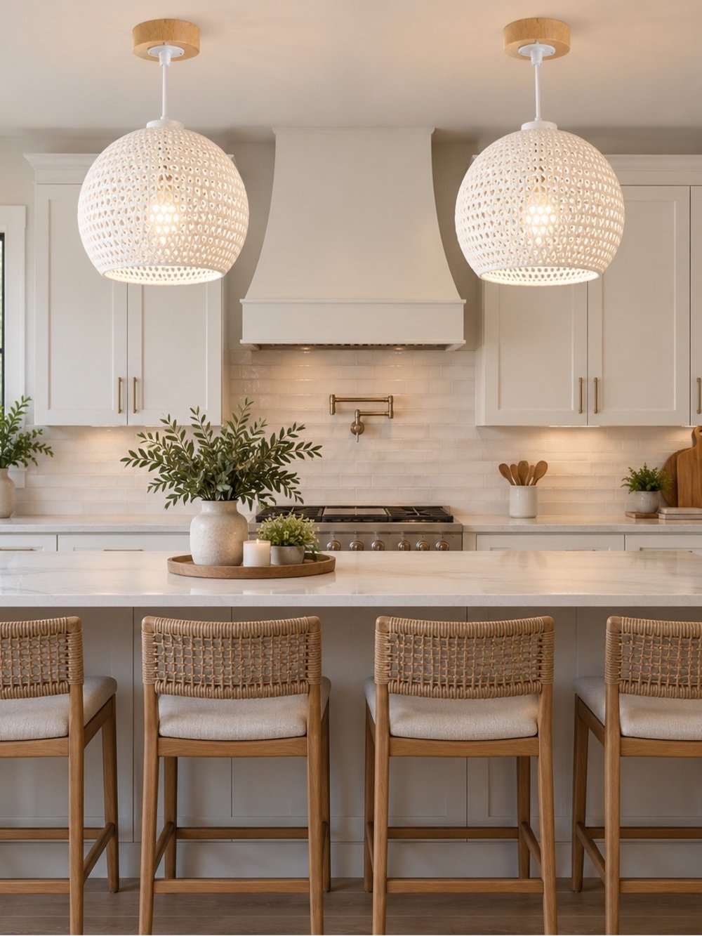 NIB - Set of 2 White Boho Pendant Lights